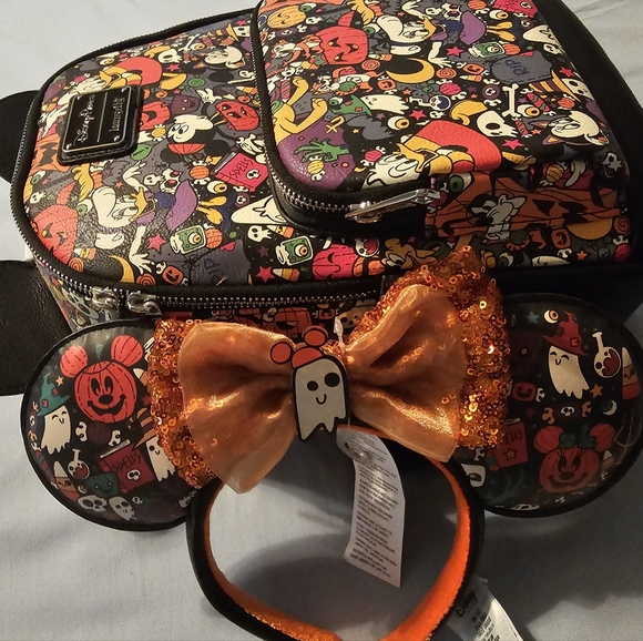 Loungefly Halloween Minnie backpack and ears - Picture 6 of 9